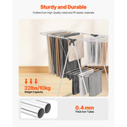 Bild in Galerie-Viewer laden, Amocart Clothes Drying Rack Foldable Laundry Dryer Rack with Sock Clips Metal Height Adjustable Drying Racks for Outdoor&amp;Indoor
