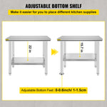 SucceBuy Kitchen Work Bench Commercial Catering Table Worktable with Undershelf Stainless Steel 330LBS 286LBS Restaurant Garage