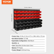 Load image into Gallery viewer, Amocart Wall Mounted Storage Bins 30/48-Bin Parts Rack Organizer Garage with Wall Panels Hooks Plastic Shop Tool
