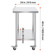 Bild in Galerie-Viewer laden, Amocart Stainless Steel Work Table Commercial Food Prep Worktable with Casters Heavy Duty Prep Worktable for Restaurant Home

