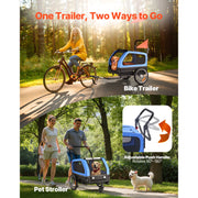 Charger l'image dans la visionneuse de galerie, Amocart Dog Bike Trailer Supports up to 88 lbs 2-in-1 Pet Stroller Cart Bicycle Carrier for Dogs Easy Folding Frame with Wheel
