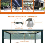 Aluminum Pergola Rainproof Electrically Adjustable Gazebo Electric Louvered Awning Outdoor Patio Sunshade