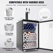 Bild in Galerie-Viewer laden, Amocart 152L Stainless Steel Beer Kegerator Draft Beer Dispenser Adjustable Faucet Regulator Keg Refrigerator Dual Tap for Home
