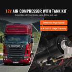 Amocart 12V Air Compressor with Tank 0.8 Gal Train Horn Air Compressor 120 psi Working Pressure Onboard Air Compressor System