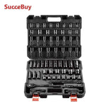 Amocart 26/65PCs US Plus Drive Impact Socket Set Deep Standard Socket Set SAE Metric 6 Point CR-V Cr-Mo Alloy Steel Auto Repair