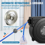 SucceBuy Retractable Extension Cord Reel 50FT Lighted Triple Tap Outlet 13Amp Circuit Breaker 180° Swivel Bracket Electrical Use