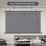 XIAOHUI Anti-light Thick HD Projector Screen 16:9 No-hole Wall-mounted Home Projection Screen 60/72/84/92/100/110/120/133inch