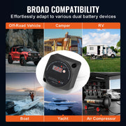 Charger l'image dans la visionneuse de galerie, SucceBuy Dual Battery Isolator Kit 12V 140Amp / 12V/24V 250 AMP VSR Voltage Sensitive Relay &amp; LCD Screen for ATV UTV RV Camper
