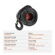 Charger l'image dans la visionneuse de galerie, Amocart 26500/32000Lbs Synthetic Winch Rope Truck Boat Replacement Line Cable Rope with Forged Hook ATV Car Outdoor Accessories
