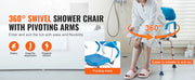 Bild in Galerie-Viewer laden, Amocart Swivel Shower Chair 360 Degree Adjustable with Armrest and Backrest for Shower or Bathtub Non-Slip for Elderly Disabled
