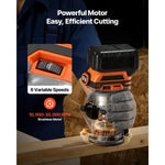 SucceBuy Cordless Wood Router with Fixed Base 1/4-Inch Collet for Woodworking Compatible with Makita 18V Batteries (No Battery)