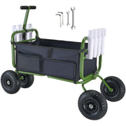 Charger l'image dans la visionneuse de galerie, Amocart 300lbs Beach Fishing Cart Fish Marine Foldable Cart with 4 11" Wheels 8 Rod Holders Pier Wagon Trolley for Sand Picnic
