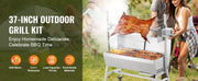 Bild in Galerie-Viewer laden, Amocart 35inch Rotisserie Grill Electric Motor Charcoal Spit Grill Stainless Steel Roaster w/Lockable Wheels for Camping
