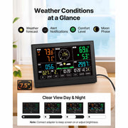 Bild in Galerie-Viewer laden, Amocart 7-in-1 Wi-Fi Weather Station 7.5-in Display with APP &amp; Pool Thermometer, Weather Forecast, Wind Speed, Pool Temperature
