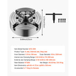 SucceBuy 3 In / 10 In Lathe Chuck 4-Jaw T-key Fixing Screws Reversible Jaws HT300 Material Internal External for Metal Lathe Use