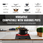 Amocart 12 inch Electric Cooktop 2 Burners Built-in Electric Stove Top Ceramic Top Radiant Cooktop w/ Glass Panel Knob Control