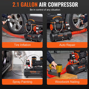 Charger l'image dans la visionneuse de galerie, Amocart Silent Oil-free Air Compressor 900W-1800W Portable Quiet Air Pump Tire Inflator Whisper Compressor
