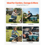Amocart Garden Scooter with Seat 2in1 Rolling Garden Cart w/ Storage Bin Supports up to 227lbs Outdoor Wagon w/ Handle for Yard