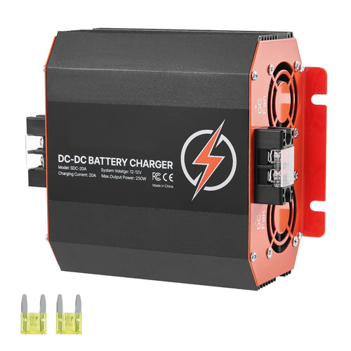 Amocart 12V 20/30/40/60A DC to DC Battery Charger 250/375/500/750W for Lead-Acid Lithium AGM GEL Multi-Stage Charging for RVs