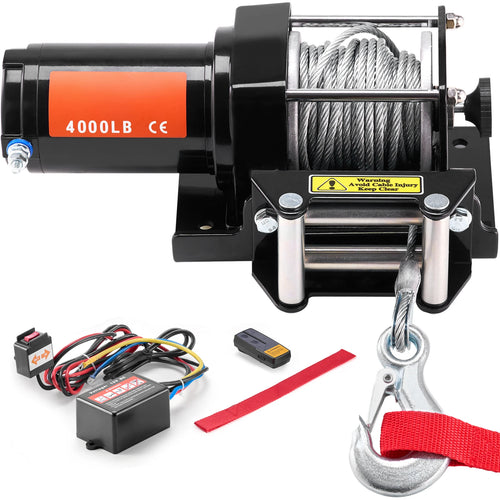 Amocart 4000lbs Electric Winch with 39ft 7 Strands Steel Cable Wireless & Wired Remote Control ATV/UTV Winch for Truck Towing