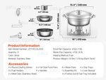 Amocart 4 Pack Chafing Dish Buffet Set Stainless Steel Chafer w/4 Full Size Pan Round Catering Warmer Server for Party Banquets