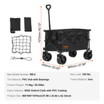 Amocart Collapsible Folding Wagon Beach Wagon Cart with All-Terrain Wheels Drink Holder Sport Wagon for Camping Shopping Garden