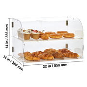 Bild in Galerie-Viewer laden, Amocart 2 Tray Clear Pastry Display Case Acrylic Commercial Countertop Bakery Display Case with Front and Rear Door for Bread
