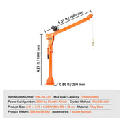 Bild in Galerie-Viewer laden, Amocart 2200lbs Electric Hoist Truck Crane 360° Swivel Folding Bed Jib Crane with 6000 lbs Electric Winch for Lifting Goods
