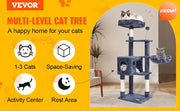 Bild in Galerie-Viewer laden, Amocart Cat Tree for Indoor Cats Cat Tower with Cat Condo Sisal Scratching Post HammockTop Perch Jumping Platforms Dark Grey
