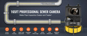 Bild in Galerie-Viewer laden, Amocart Sewer Camera 165ft/50m Self-Leveling Pipeline Inspection Camera with 9"1080P HD Screen  with Lights-12LED for Duct Pipe
