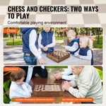 SucceBuy Solid Wood Chess Set  2-IN-1 Chess Checkers Game Set Chess Board Games for Adults Kids Tournament Professional Beginner