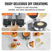 Charger l'image dans la visionneuse de galerie, Amocart Electric Ice Cream Cone Maker Commercial Non-Stick Stainless Steel Egg Roll Mold with Temperature and Time Control
