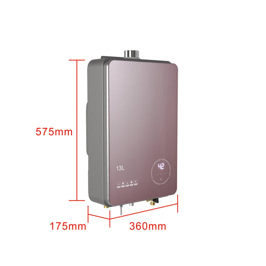 13L-24L Dry Instant Gas Water Heater Shower Natural Gas Tankless Copper International Security Standards for Fever Prevention