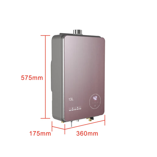 13L-24L Dry Instant Gas Water Heater Shower Natural Gas Tankless Copper International Security Standards for Fever Prevention
