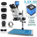 4K 2K 48MP HDMI USB VGA Microscope Camera 7X-45X Simul-Focal Stereo Trinocular Zoom Microscope Set With Auxiliary Objective Lens