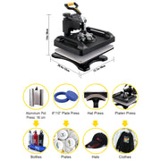 Load image into Gallery viewer, Amocart 5/8in1 15x15"/12x15"Dual-tube Heating Insulation Cotton Heat Press Sublimation Machine 360°Swing Design for Tshirts Etc
