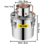 SucceBuy Moonshine Still 9.6Gallon 38L Stainless Steel Water Alcohol Distiller Copper Tube Home Brewing Kit Build-in Thermometer