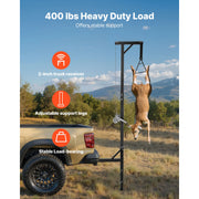 Charger l'image dans la visionneuse de galerie, Amocart 400/500/600Lbs Truck Hitch Game Hoist with &amp; Adjustable Height Hunting Deer Hoist Winch for Skinning &amp; Cleaning Game
