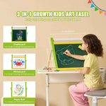 Amocart Children Magnetic Drawing Board 3-in-1 Double-Sided Wooden Kids Art Easel with Painting Accessories for Boys Girls Toys