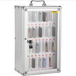 Amocart 36 Slots Cell Phone Cabinet Silver Aluminum Alloy Pocket Chart Wall Mounted Storage Locker Box for Classroom Office Gym