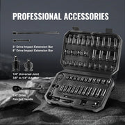 Bild in Galerie-Viewer laden, SucceBuy Drive Impact Socket Set Deep Shallow Socket Set CR-V Alloy Steel Auto Repair Easy-to-Read Size Markings Storage Case
