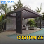 Motorized Bioclimatic Aluminum Pergola Adjustable Louvered Roof Outdoor Garden Gazebo For Patio Yard Deck All Weather Use