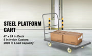 Bild in Galerie-Viewer laden, Amocart Platform Truck 2000lbs Capacity Steel flatbed Tool Cart 47" x 24" x 32" Flat Dolly Hand Trucks with 5" Nylon Casters
