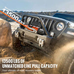 Amocart 13500lbs Electric Winch Car Truck Winch with 80ft Synthetic Rope Wireless & Wired Remote Control for Towing Off-Road