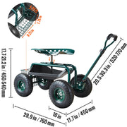 Charger l'image dans la visionneuse de galerie, Amocart Garden Cart Rolling Workseat with Wheels Gardening Stool for Planting 360Degree Swivel Seat Wagon Scooter with Steering
