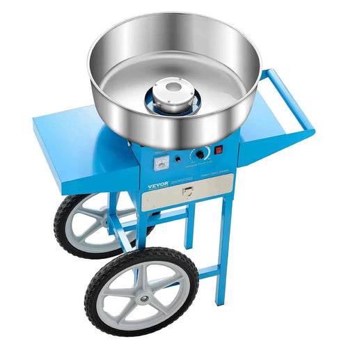 SucceBuy Electric Cotton Candy Machine with Cart Commercial Candy Floss Maker with 20.5 in Stainless Steel Bowl, Sugar Scoop