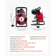 Charger l'image dans la visionneuse de galerie, Amocart Drain Cleaner Machine 50 FT x 1/2 Inch Manual Feed Sewer Snake Auger with Air-Activated Foot Switch for 2" to 6" Pipes

