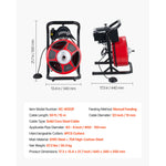 Amocart Drain Cleaner Machine 50 FT x 1/2 Inch Manual Feed Sewer Snake Auger with Air-Activated Foot Switch for 2" to 6" Pipes
