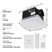 Charger l'image dans la visionneuse de galerie, Amocart Bathroom Exhaust Fan 80/110CFM High-Efficiency Ventilation 1.5sones Low Noise Operation Energy-Saving Bathroom Ceiling

