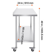 Bild in Galerie-Viewer laden, Amocart Stainless Steel Work Table Commercial Food Prep Worktable with Casters Heavy Duty Prep Worktable for Restaurant Home

